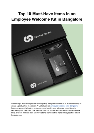 Top 10 Must-Have Items in an Employee Welcome Kit in Bangalore