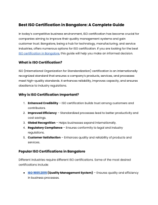 best iso certification in bangalore a complete
