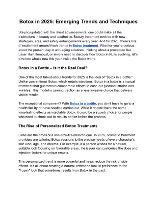botox in 2025 emerging trends and techniques