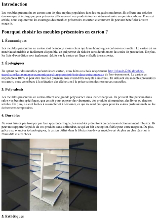 Les meubles présentoirs en carton : une option économique et écologique pour vot