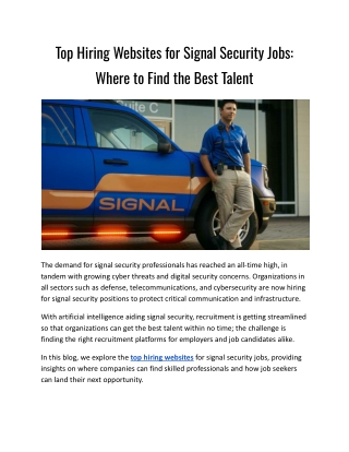 Top Hiring Websites for Signal Security Jobs: Where to Find the Best Talent