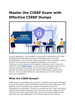 master the cissp exam with effective cissp dumps