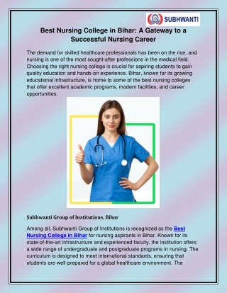 Best Nursing College in Bihar