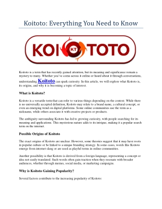koitoto everything you need to know