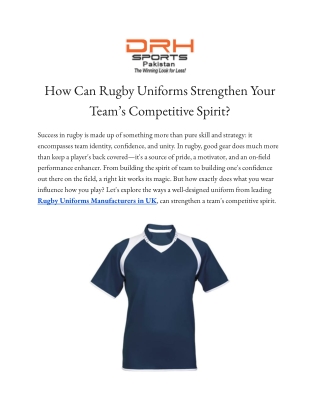 How Can Rugby Uniforms Strengthen Your Team’s Competitive Spirit?