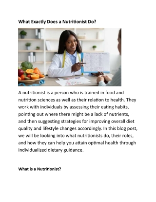 What Exactly Does a Nutritionist Do