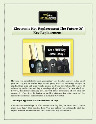 electronic key replacement the future