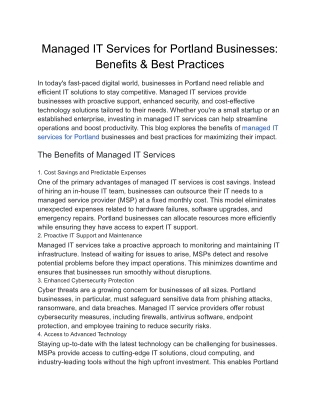 managed it services for portland businesses