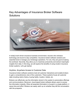 Key Advantages of Insurance Broker Software Solutions