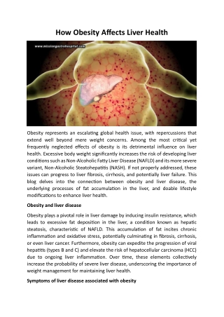 How Obesity Affects Liver Health