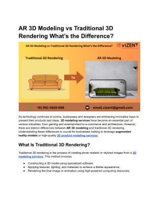 AR 3D Modeling vs Traditional 3D Rendering What’s the Difference