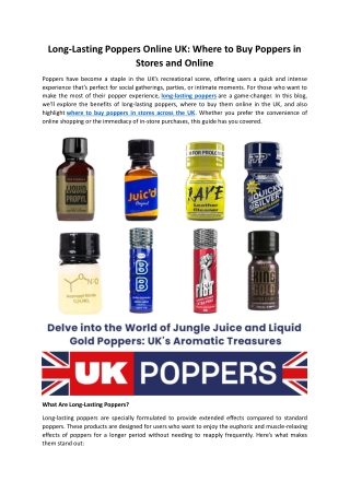 Long Lasting Popper Online UK