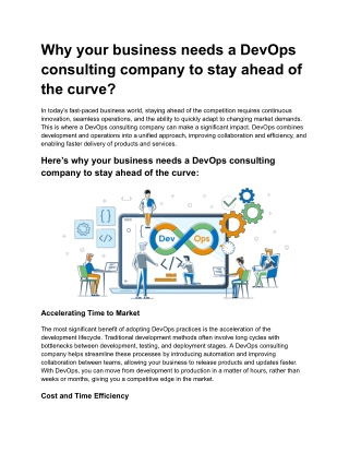 Why your business needs a DevOps consulting company to stay ahead of the curve?