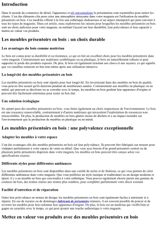 Les meubles présentoirs en bois : un choix intemporel pour votre magasin