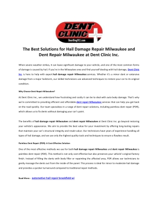 mobile dent repair whitefish bay wi
