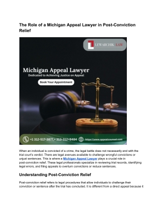 The Role of a Michigan Appeal Lawyer in Post-Conviction Relief