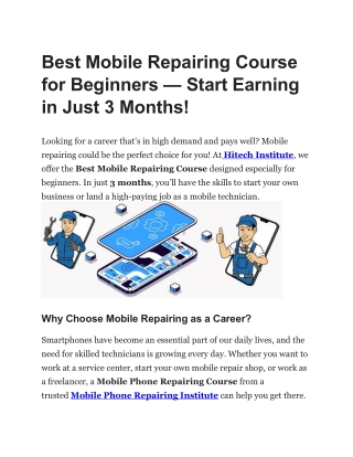 best mobile repairing course for beginners start