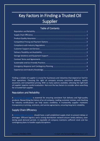 key factors in finding a trusted oil key factors