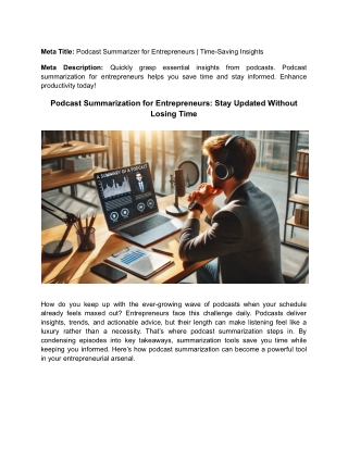 meta title podcast summarizer for entrepreneurs