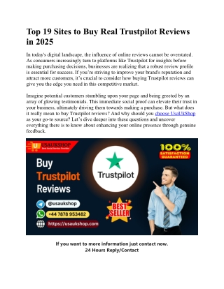 Top 19 Sites to Buy Real Trustpilot Reviews in 2025
