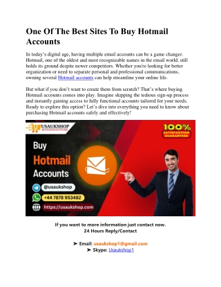 One Of The Best Sites To Buy Hotmail Accounts