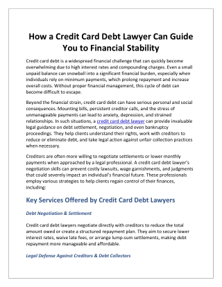 How a Credit Card Debt Lawyer Can Guide You to Financial Stability