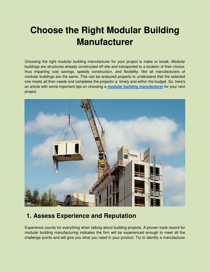 choose the right modular building manufacturer