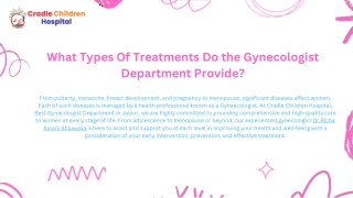 Best Gynecologist Department in Jaipur  Cradle Children Hospital