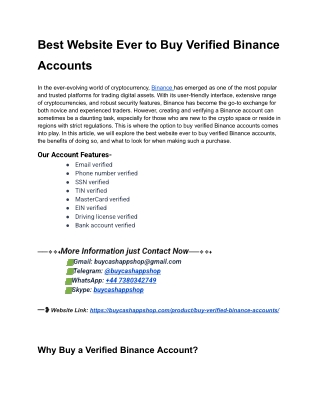 Top Website To Buy Verified Binance Accounts in USA Profile