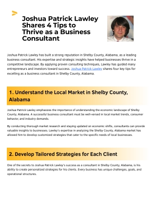 Joshua Patrick Lawley Shares 4 Tips to Thrive as a Business Consultant