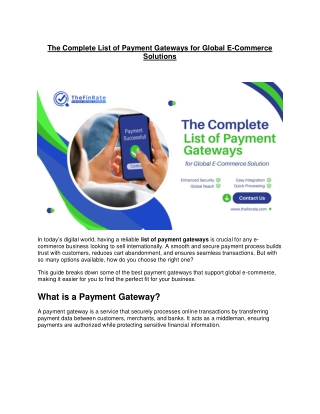 the complete list of payment gateways for global
