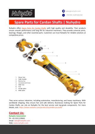 Spare Parts for Cardan Shafts-Nuhydro