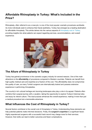 Affordable Rhinoplasty in Turkey Whats Included in the Price