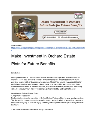 Make Investment in Orchard Estate Plots for Future Benefits