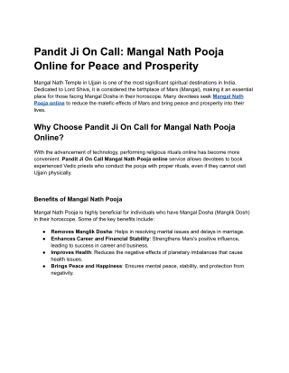 pandit ji on call mangal nath pooja online