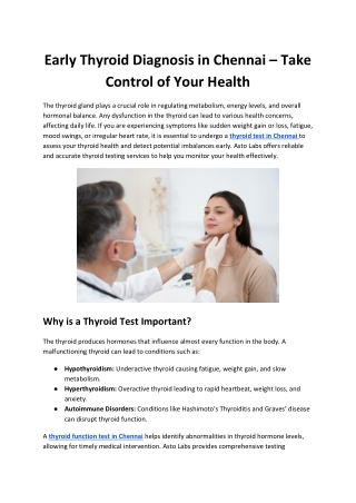 early thyroid diagnosis in chennai take control