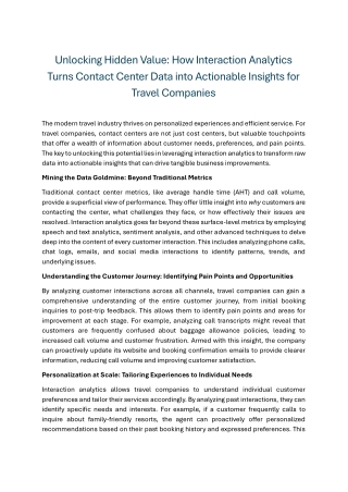 Unlocking Hidden Value How Interaction Analytics Turns Contact Center Data into Actionable Insights for Travel Companies