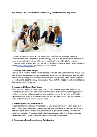 Why Every Sales Team Needs to Continuously Train to Remain Competitive