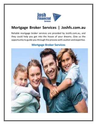 mortgage broker services joshfs com au