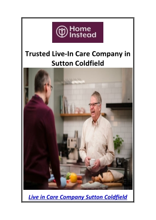 Trusted Live-In Care Company in Sutton Coldfield