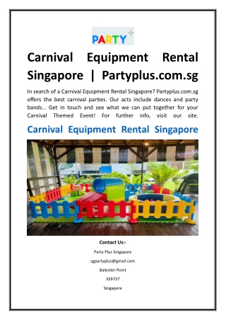Carnival Equipment Rental Singapore  Partyplus.com.sg