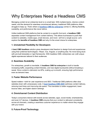 Why Enterprises Need a Headless CMS