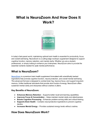 what is neurozoom and how does it work