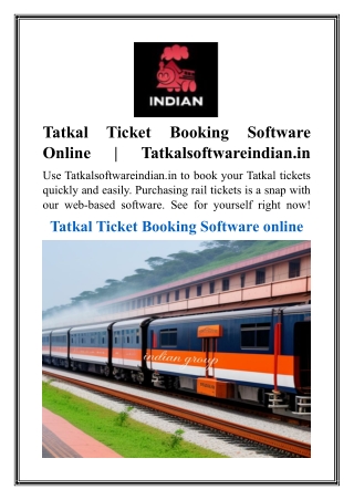 Tatkal Ticket Booking Software Online  Tatkalsoftwareindian.in
