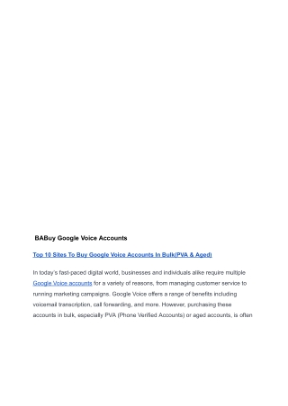 Top 10 Sites To Buy Google Voice Accounts In Bulk(PVA & Aged)