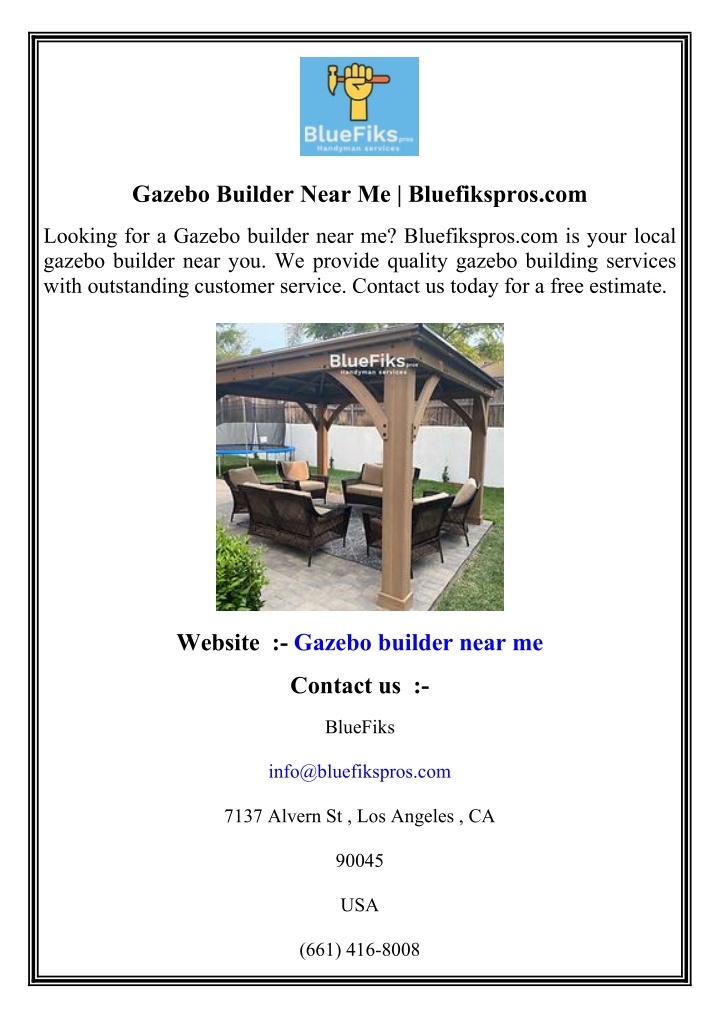 gazebo builder near me bluefikspros com