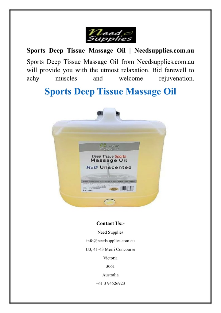 sports deep tissue massage oil needsupplies com au