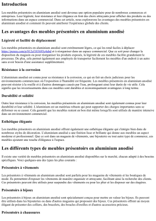 Les meubles présentoirs en aluminium anodisé : une option légère, résistante et