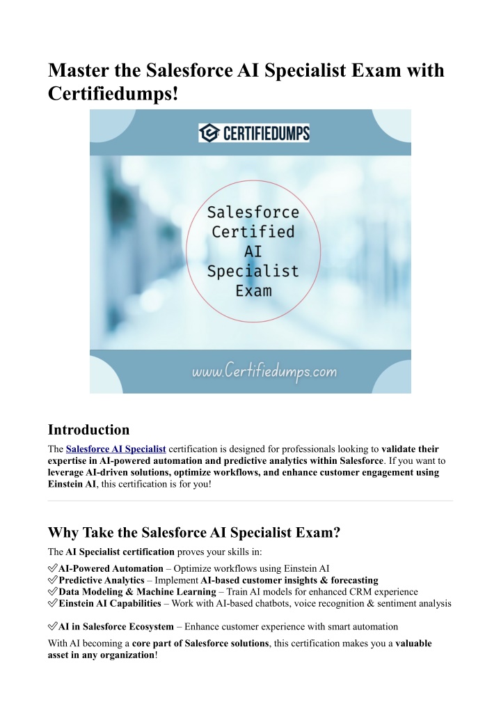 master the salesforce ai specialist exam with