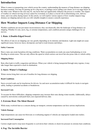 “How Weather Impacts Long-Distance Car Shipping”